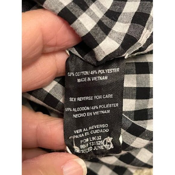 London Fog Mens Checkered FLIP CUFF Button-Down Shirt 4XLB Black & White - Picture 6 of 14